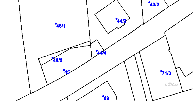 Parcela st. 44/4 v KÚ Přední Kopanina, Katastrální mapa