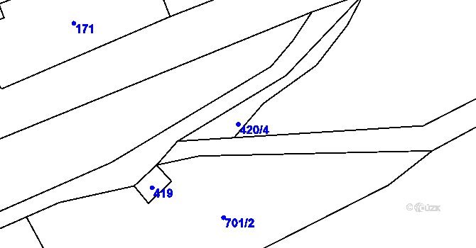 Parcela st. 420/4 v KÚ Přední Kopanina, Katastrální mapa