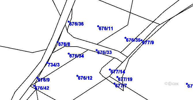 Parcela st. 676/33 v KÚ Přední Kopanina, Katastrální mapa