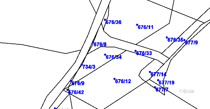 Parcela st. 676/34 v KÚ Přední Kopanina, Katastrální mapa