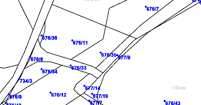 Parcela st. 676/35 v KÚ Přední Kopanina, Katastrální mapa