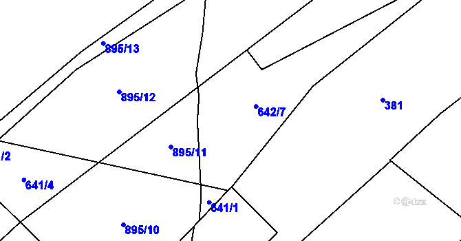 Parcela st. 642/7 v KÚ Přední Kopanina, Katastrální mapa
