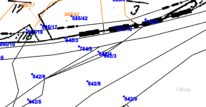 Parcela st. 642/3 v KÚ Přední Kopanina, Katastrální mapa