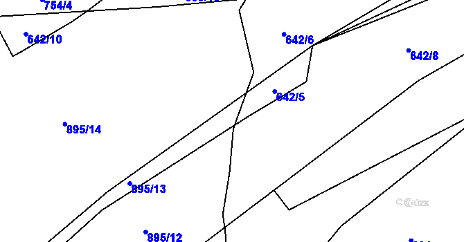 Parcela st. 642/5 v KÚ Přední Kopanina, Katastrální mapa