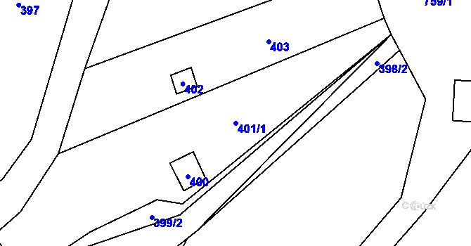 Parcela st. 401/1 v KÚ Přední Kopanina, Katastrální mapa