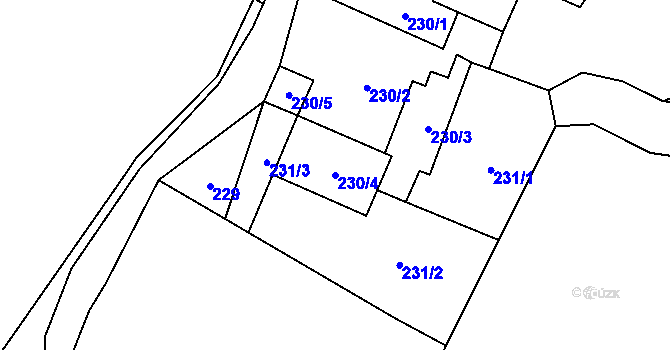 Parcela st. 230/4 v KÚ Přední Kopanina, Katastrální mapa