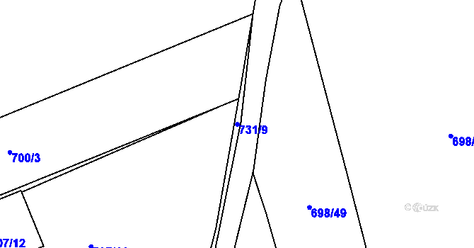 Parcela st. 731/9 v KÚ Přední Kopanina, Katastrální mapa