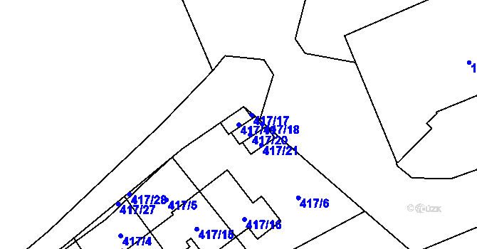 Parcela st. 417/19 v KÚ Přední Kopanina, Katastrální mapa