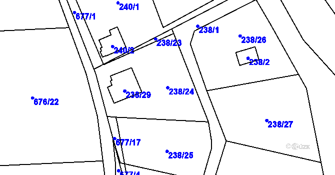 Parcela st. 238/24 v KÚ Přední Kopanina, Katastrální mapa