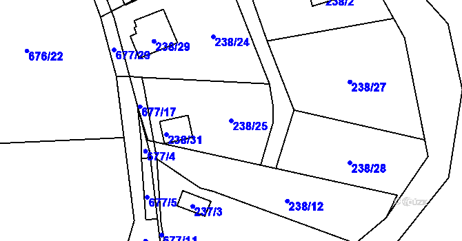 Parcela st. 238/25 v KÚ Přední Kopanina, Katastrální mapa