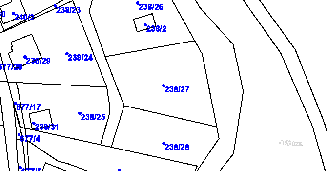 Parcela st. 238/27 v KÚ Přední Kopanina, Katastrální mapa