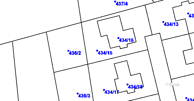 Parcela st. 434/15 v KÚ Přední Kopanina, Katastrální mapa