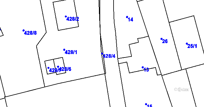 Parcela st. 428/4 v KÚ Přední Kopanina, Katastrální mapa