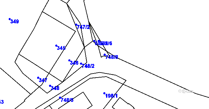 Parcela st. 748/8 v KÚ Přední Kopanina, Katastrální mapa