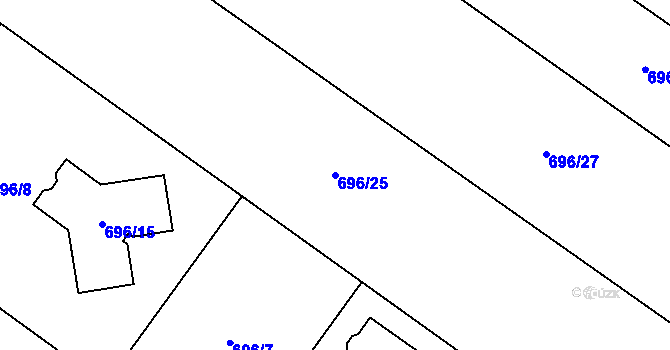 Parcela st. 696/25 v KÚ Přední Kopanina, Katastrální mapa