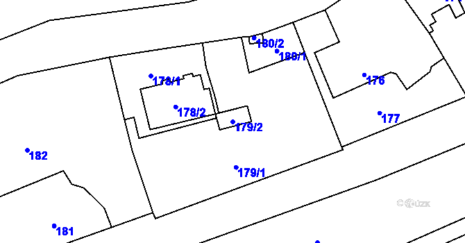 Parcela st. 179/2 v KÚ Přední Kopanina, Katastrální mapa