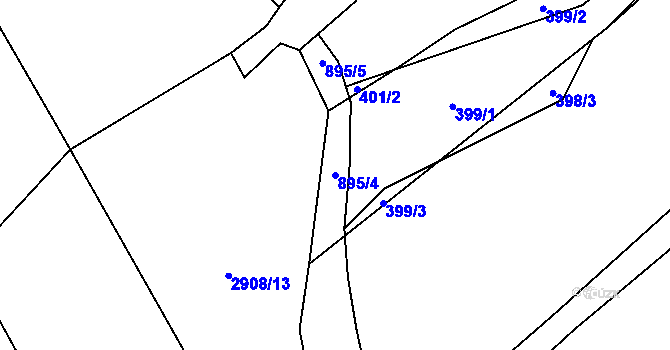 Parcela st. 895/4 v KÚ Přední Kopanina, Katastrální mapa