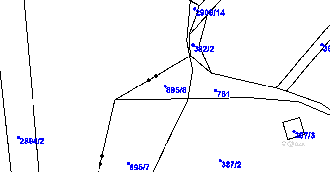 Parcela st. 895/8 v KÚ Přední Kopanina, Katastrální mapa