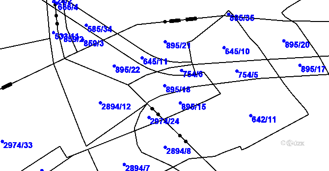 Parcela st. 895/18 v KÚ Přední Kopanina, Katastrální mapa
