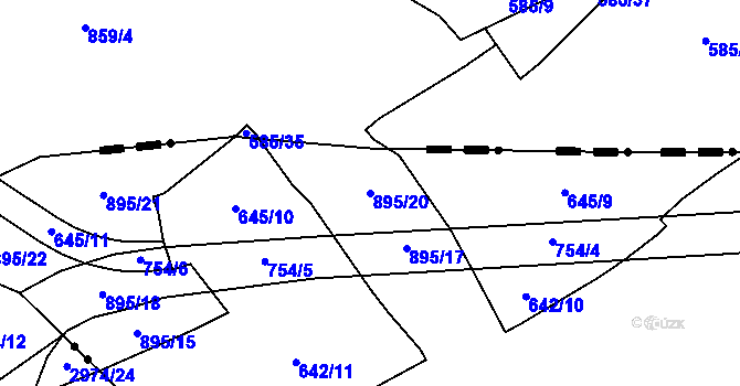Parcela st. 895/20 v KÚ Přední Kopanina, Katastrální mapa