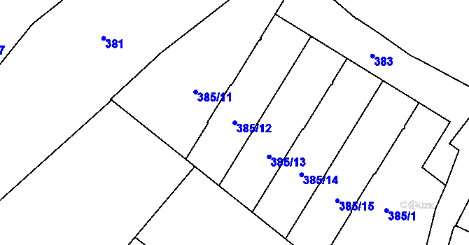 Parcela st. 385/12 v KÚ Přední Kopanina, Katastrální mapa