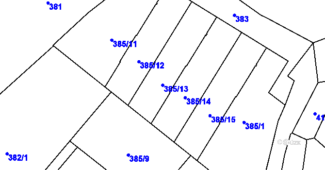 Parcela st. 385/13 v KÚ Přední Kopanina, Katastrální mapa
