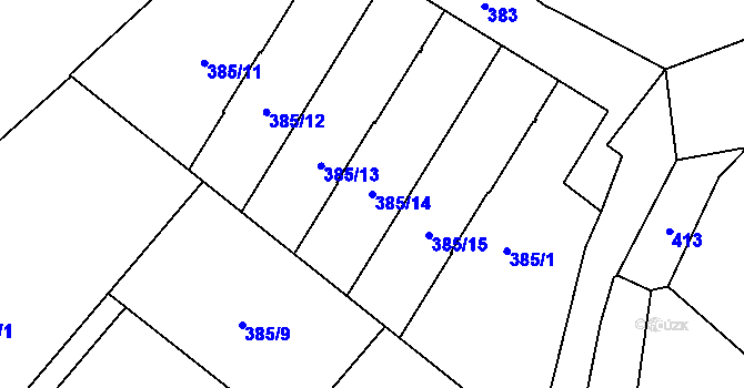 Parcela st. 385/14 v KÚ Přední Kopanina, Katastrální mapa
