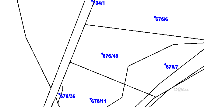 Parcela st. 676/48 v KÚ Přední Kopanina, Katastrální mapa