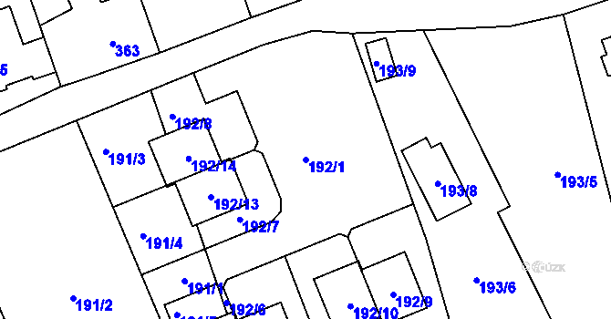 Parcela st. 192/1 v KÚ Přední Kopanina, Katastrální mapa