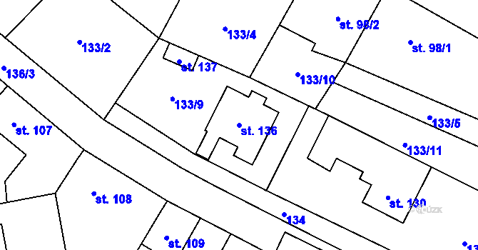 Parcela st. 136 v KÚ Přední Lhota u Poděbrad, Katastrální mapa