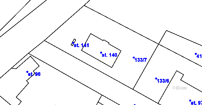 Parcela st. 140 v KÚ Přední Lhota u Poděbrad, Katastrální mapa