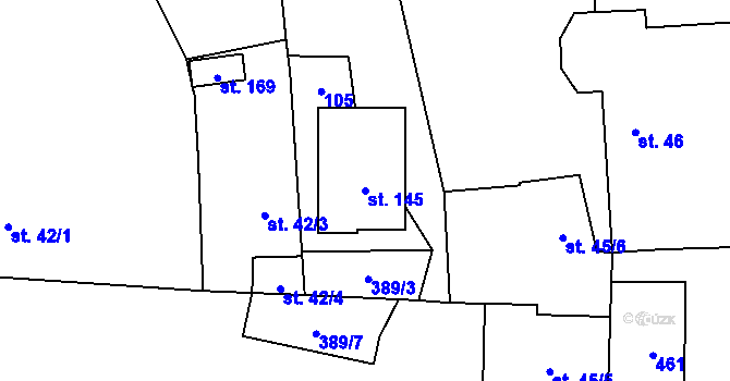 Parcela st. 145 v KÚ Přední Lhota u Poděbrad, Katastrální mapa