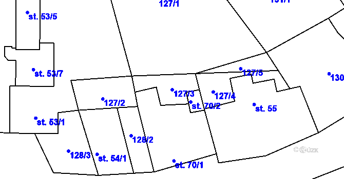 Parcela st. 127/3 v KÚ Přední Lhota u Poděbrad, Katastrální mapa