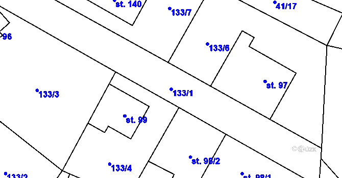 Parcela st. 133/1 v KÚ Přední Lhota u Poděbrad, Katastrální mapa