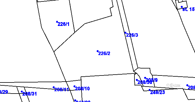 Parcela st. 226/2 v KÚ Přední Lhota u Poděbrad, Katastrální mapa