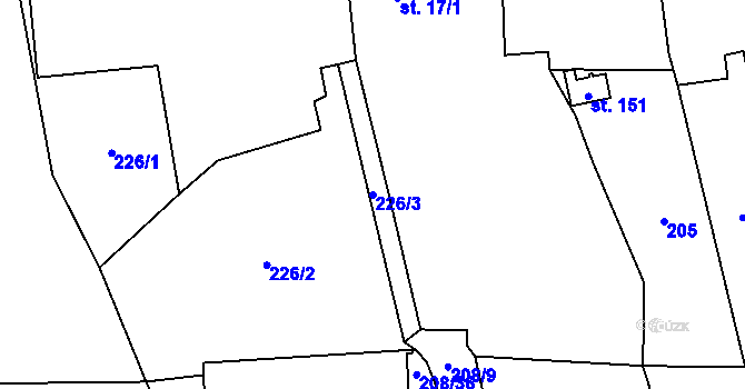 Parcela st. 226/3 v KÚ Přední Lhota u Poděbrad, Katastrální mapa
