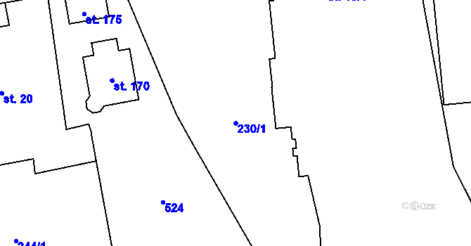 Parcela st. 230/1 v KÚ Přední Lhota u Poděbrad, Katastrální mapa