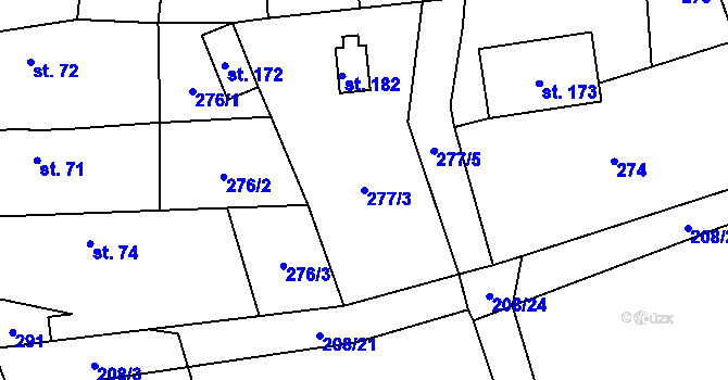 Parcela st. 277/3 v KÚ Přední Lhota u Poděbrad, Katastrální mapa