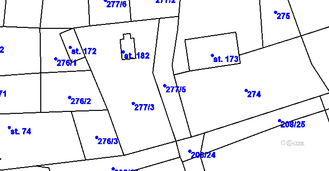 Parcela st. 277/5 v KÚ Přední Lhota u Poděbrad, Katastrální mapa