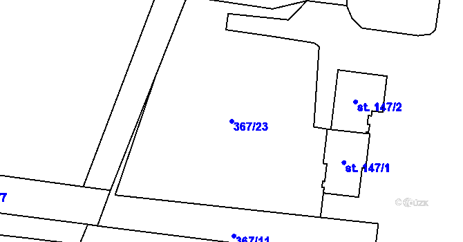 Parcela st. 367/23 v KÚ Přední Lhota u Poděbrad, Katastrální mapa