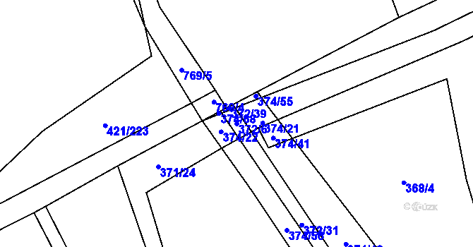 Parcela st. 372/6 v KÚ Přední Lhota u Poděbrad, Katastrální mapa