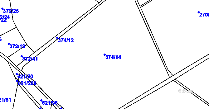 Parcela st. 374/14 v KÚ Přední Lhota u Poděbrad, Katastrální mapa