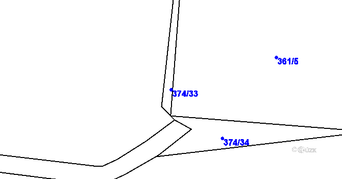 Parcela st. 374/33 v KÚ Přední Lhota u Poděbrad, Katastrální mapa