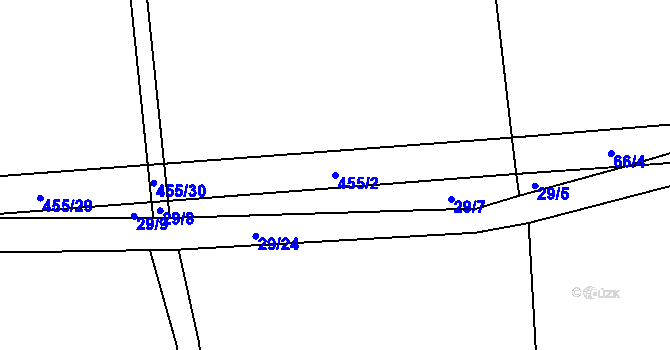 Parcela st. 455/2 v KÚ Přední Lhota u Poděbrad, Katastrální mapa