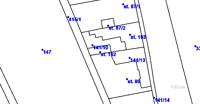 Parcela st. 162 v KÚ Přední Lhota u Poděbrad, Katastrální mapa