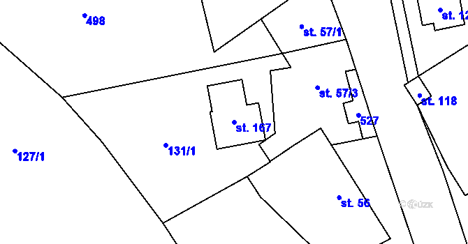 Parcela st. 167 v KÚ Přední Lhota u Poděbrad, Katastrální mapa
