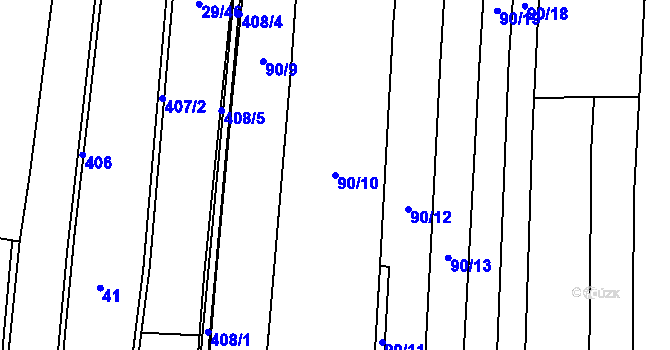 Parcela st. 90/10 v KÚ Přední Lhota u Poděbrad, Katastrální mapa
