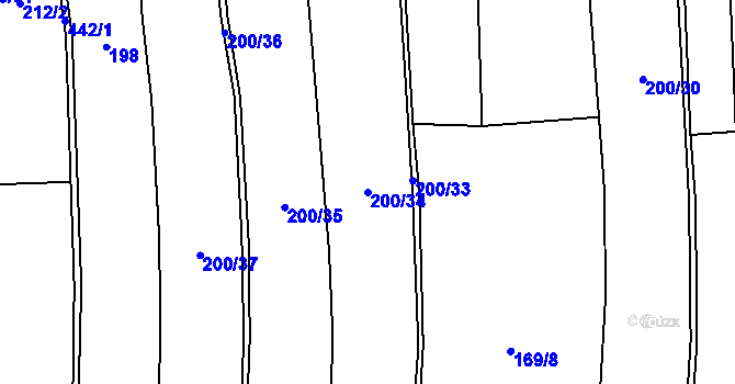 Parcela st. 200/34 v KÚ Přední Lhota u Poděbrad, Katastrální mapa