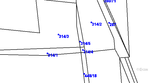 Parcela st. 314/5 v KÚ Přední Lhota u Poděbrad, Katastrální mapa