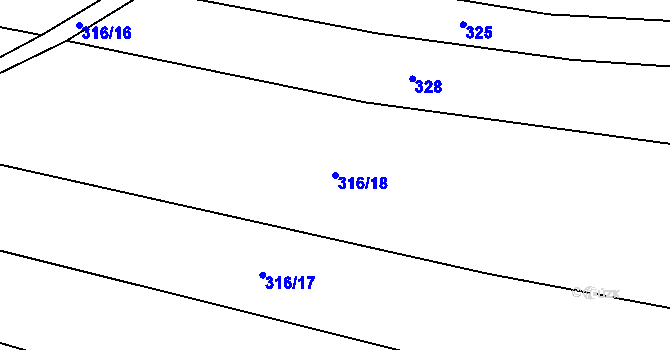 Parcela st. 316/18 v KÚ Přední Lhota u Poděbrad, Katastrální mapa